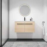 LEVISTAR Fully assembled Black 36 inch Bathroom Vanity with Ceramic Countertop Sink, Oak 2 Doors Bathroom Cabinet Set W1972P165042