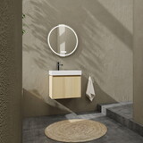 24 inch Bathroom Vanity with Basin, Wall Mounted Floating Vanity Sink Combo, Wooden Storage Cabinet with Double Doors for Bathroom,Oak P-W1972P190341
