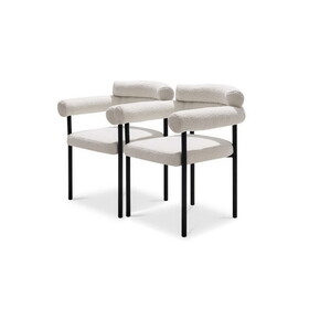 Off-white breathable fabric dining chair, set of 2 W1978P144160