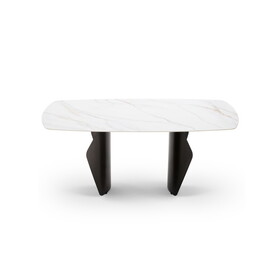 Modern Minimalist Matte Sintered Stone Dining Table 63 x 35.4 x 29.5inch W1978S00126