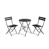 Premium Steel Patio Bistro Set, Folding Outdoor Patio Furniture Sets, 3 Piece Patio Set of Foldable Patio Table and Chairs