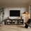 Brown TV stand, capable of accommodating 70 inch TV stand, media console, entertainment center TV table, 3 storage cabinets, living room and bedroom with open shelves,tv stands for living room