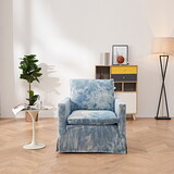 Modern Accent Slipcover swivel chair with high resilience Comfortable soft reading swivel chair modern chair with denim fabric casual armchair living room armchair bedroom W1987134316