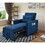 Single Sofa Bed with Pullout Sleeper, Convertible Folding Futon Chair, Lounge Chair Set with 1pc Lumbar pillow, Navy color fabric W1998121159