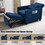 Single Sofa Bed with Pullout Sleeper, Convertible Folding Futon Chair, Lounge Chair Set with 1pc Lumbar pillow, Navy color fabric W1998121159