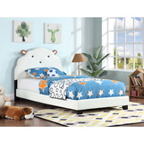 Upholstered Twin Size Platform Bed for Kids, with Slatted Bed Base, No Box Spring Needed, White color, Sheep Design W1998124479