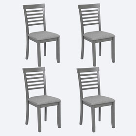 Wooden Dining Chairs Set of 4, Kitchen Chair with Padded Seat, Upholstered Side Chair for Dining Room, Living Room, Gray P-W1998126409