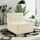 Fireside Chair, Lazy Floor Sofa Couch, Teddy Velvet Bean Bag Chair, Tatami Sofa with High Resilience Foam for Living Room, Bedroom, Office Salon, Khaki