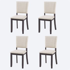 Dining Chairs Only, Modern Minimalist Dining Chairs Set of 4, Kitchen Chair with Padded Seat, Wooden Upholstered Side Chair for Dining Room, Living Room, Kitchen, Antique Black & Beige W1998P305927