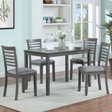 Wooden Dining Rectangular Table set for 4,Kitchen Dining Table for Small Space,Gray P-W1998S00012
