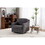 Large swivel chair, upholstered armchair, chair, skin-friendly gradient color linen fabric, comfortable to sit. Suitable for reception living room, gray W2012132637