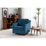 Large swivel chair, upholstered armchair, chair, skin-friendly gradient color linen fabric, comfortable to sit. Suitable for reception living room, Navy Blue W2012132636