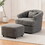 Swivel Chair with Ottoman, Modern Luxury Velvet Swivel Accent Chair, Comfy Round Armchair, Single Sofa Armchair with Lounge Seat for Bedroom/Office/Reading Spaces,Set of 1,Dark Grey