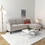 Convertible Combination Sofa Sofa L-Shaped Sofa with Footstools with Storage, Beige Sofa for Living Room, Living Room/Bedroom/Office/Small Space 3-Seater Combination Sofa W2012S00003