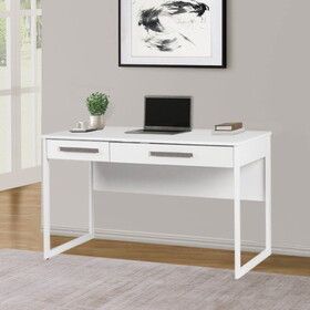 47" Writing Desk Elegant White Desk with Drawers and Shelves - Durable Computer Table Desk for Home Office, Study Table, Writing Desk for Students, Executive Office Desk with Storage W2026P197384