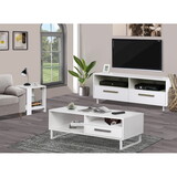 TV STAND Modern White Media Console Entertainment Center with Storage - Fits 75