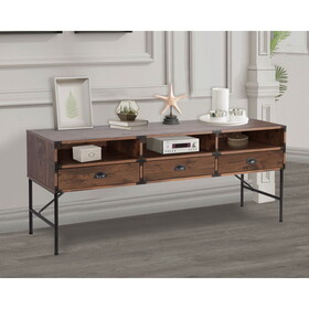 59" TV STAND"Chic Walnut Media Console with Cable Management and Adjustable Metal Feet W2026P197398