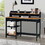 47" Writing desk with Hutch, Home Office Writing Desk in Honey Maple & Antique Black - Spacious Dual-Tone Workstation with Drawer and Open Shelves W2026P197427