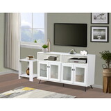 TV Stand, Chic White Media Console - Contemporary TV Stand with Adjustable Legs and Cable Management W2026P197462