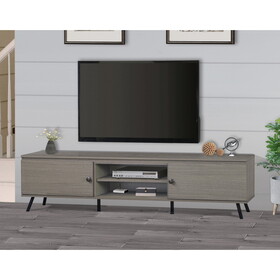 TV Stand"Elegant Walnut Wood Grain Media Console and TV Stand with Storage - Versatile Modern Entertainment Center for Contemporary Living Room - Supports up to 75 inch TVs" W2026P197463