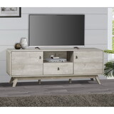 TV Stand Elegant Washed Gray Media Console - Modern TV Stand with Ample Storage, Entertainment Center with Bookshelves, Fits 65-85 inch TVs W2026P197470