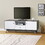 TV Stand : Contemporary Two-Tone Gray Oak and White Media Console - Spacious Modern TV Stand with Storage, Ideal for Living Room Entertainment Center, Fits up to 85 inch TVs W2026P197476
