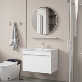 24 inch Wall Mounted Bathroom Vanity with White Ceramic Basin,Two Soft Close Cabinet Doors, Solid Wood,Excluding faucets,White W2026S00001