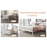 Queen Bed Frames with Headboard, Solid Wooden Platform Bed with Corner, Modern Low Profile Bed Frame, No Box Spring Needed, White W2026S00042