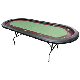 96" Light Series Folding Wooden Racetrack Green Felt Foldable Poker Table W2027130472