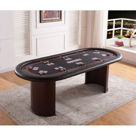 INO Design 96inch Oval 10 Players Black Speed Cloth Surface Red Racetrack Luna Wooden Legs Poker Table