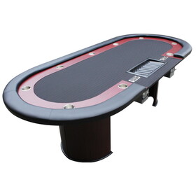 INO Design 96" Oval 9 Players Luna Black Waterproof Felt Casino Game Texas Hold'em Poker Table with Drop Box