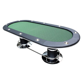 INO Design Elite 96 x 43-inch 10 Players Oval Green Speed Cloth Casino Poker Table without Cup Holders W2027S00092