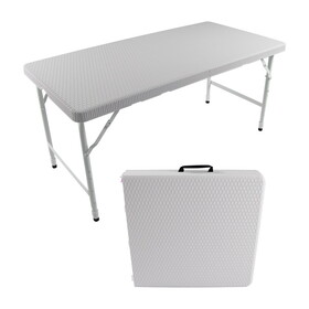 4ft Rattan Folding Table for Indoor&Outdoor, Portable Foldable Table Rattan Plaited White W2031P168582