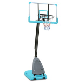 Height Adjustable 7 to 10ft Basketball Hoop 44 inch Backboard Portable Basketball Goal System with Blue Stable Base and Wheels, Use for Outdoor W2031P196621