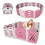 16+2 Panel Baby Playpen, Foldable Playard for Baby and Kids, Adjustable Shape Play Fence with Safety Lock Gate (Pink+White,16+2 Panel) W2031P240630