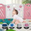 20+2 Panel Baby Playpen, Foldable Playard for Baby and Kids, Adjustable Shape Play Fence with Safety Lock Gate (Pink+White,20+2 Panel) W2031P240703