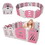 20+2 Panel Baby Playpen, Foldable Playard for Baby and Kids, Adjustable Shape Play Fence with Safety Lock Gate (Pink+White,20+2 Panel) W2031P240703
