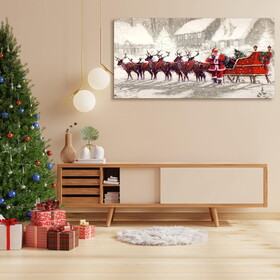 Framed Canvas Wall Art Decor Painting for Chrismas, Santa Claus with Reindeer Sledge Painting for Chrismas Gift, Decoration for Chrismas Eve Office Living Room, W2060133651
