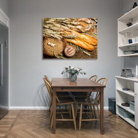Framed Canvas Wall Art Decor Bread Painting, Still Life Bread&Wheat Painting Decoration for Restrant, Kitchen, Dining Room, Office Living Room, Bedroom Decor-Ready to Hang W2060133682