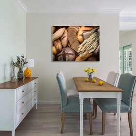 Framed Canvas Wall Art Decor Bread Painting, Still Life Bread Painting Decoration for Restrant, Kitchen, Dining Room, Office Living Room, Bedroom Decor-Ready to Hang W2060133712