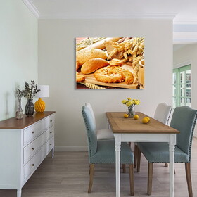 Framed Canvas Wall Art Decor Bread Painting, Still Life Bread Painting Decoration for Restrant, Kitchen, Dining Room, Office Living Room, Bedroom Decor-Ready to Hang W2060133715