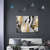 Framed Canvas Wall Art Decor Abstract Style Painting, Gold and Silver Color Painting Decoration for Office Living Room, Bedroom Decor-Ready to Hang W2060135317