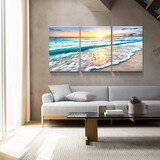 3 panels Framed Canvas Wall Art Decor,3 Pieces Sea Wave Painting Decoration Painting for Chrismas Gift, Office,Dining room,Living room, Bathroom, Bedroom Decor-Ready to Hang W2060139296
