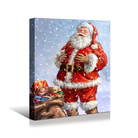 Framed Canvas Wall Art Decor Painting for Chrismas,Santa Claus Carrying Gift Bag Painting for Chrismas Gift, Decoration for Chrismas Eve Office Living Room, Bedroom Decor-Ready to Hang W2060141611