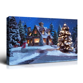 Framed Canvas Wall Art Decor Painting for Chrismas, Chrismas Tree in Forest Chrismas Gift Painting for Chrismas Gift, Decoration for Chrismas Eve Office Living Room, Bedroom Decor-Ready to Han