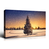 Framed Canvas Wall Art Decor Painting for Chrismas, Chrismas Tree in Dawn Chrismas Gift Painting for Chrismas Gift, Decoration for Chrismas Eve Office Living Room, Bedroom Decor-Ready to Han