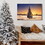 Framed Canvas Wall Art Decor Painting for Chrismas, Chrismas Tree in Dawn Chrismas Gift Painting for Chrismas Gift, Decoration for Chrismas Eve Office Living Room, Bedroom Decor-Ready to Han