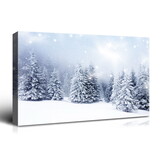 Framed Canvas Wall Art Decor Painting for Chrismas, Winter Pine Forest Chrismas Gift Painting for Chrismas Gift, Decoration for Chrismas Eve Office Living Room, Bedroom Decor-Ready to Han