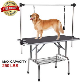 36" Professional Dog Pet Grooming Table Adjustable Heavy Duty Portable with Arm & Noose & Mesh Tray W20608920