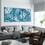 Framed Canvas Wall Art Decor Abstract Painting, Cyan Color Daisy Oil Painting Style Decoration for Restaurant, Kitchen, Dining Room, Office Living Room, Bedroom Decor-Ready to Hang W2060P144728
